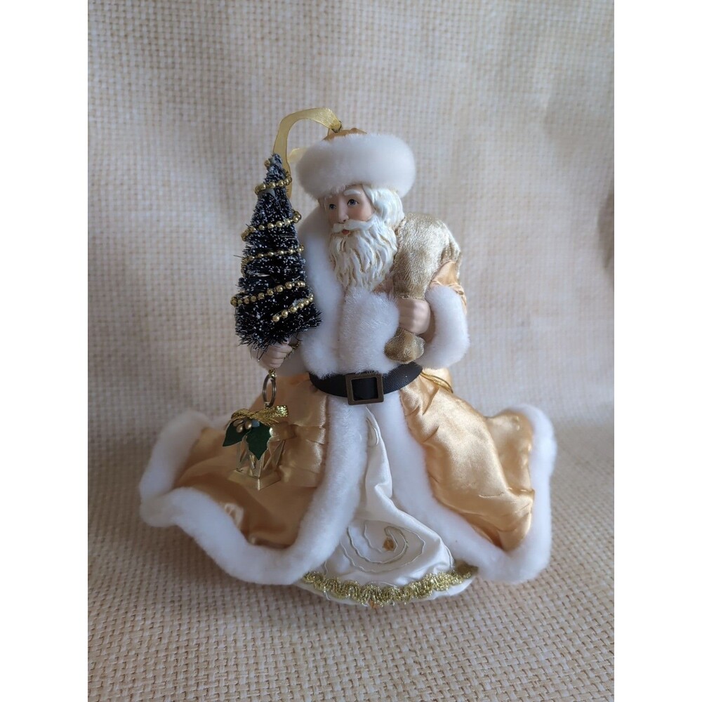 VTG Old World Santa Ornament Figurine Bottle Brush Christmas Tree